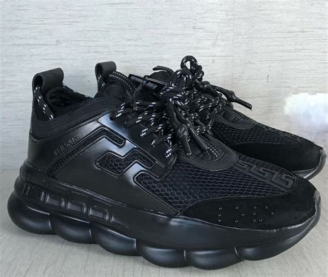 versace chain reaction all black on feet|versace black chain reaction sneakers.